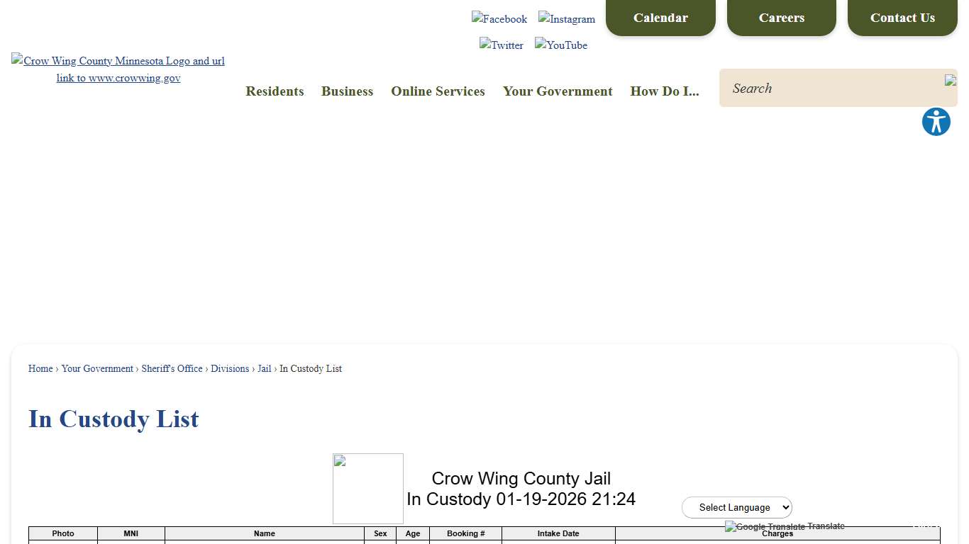 In Custody List | Crow Wing County, MN - Official Website
