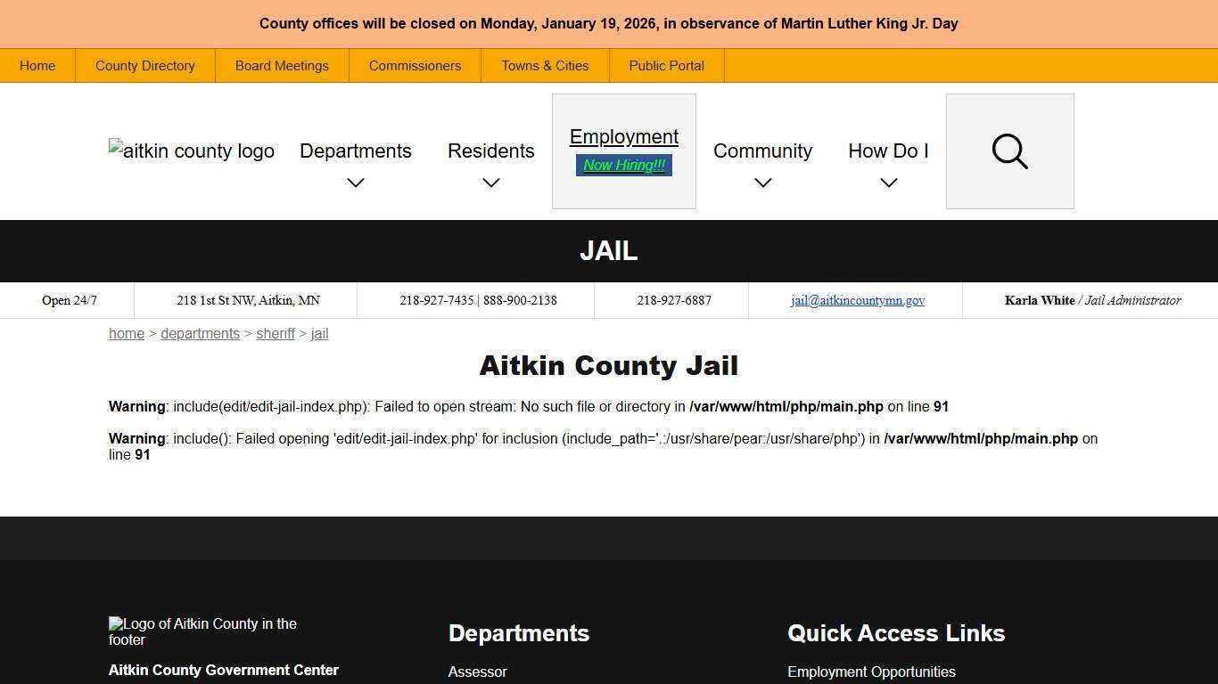 Aitkin County Jail | Aitkin County, MN